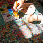 رومیزی فیروزه ای سورنا نقاشی